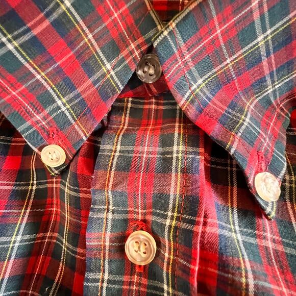 McGregor Bagpiper Shirt M Red Scottish Plaid Vintage Button Down Heritage - Picture 8 of 9